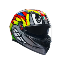 Casco AGV K3 Birdy 2.0 vista frontal gris amarillo rojo