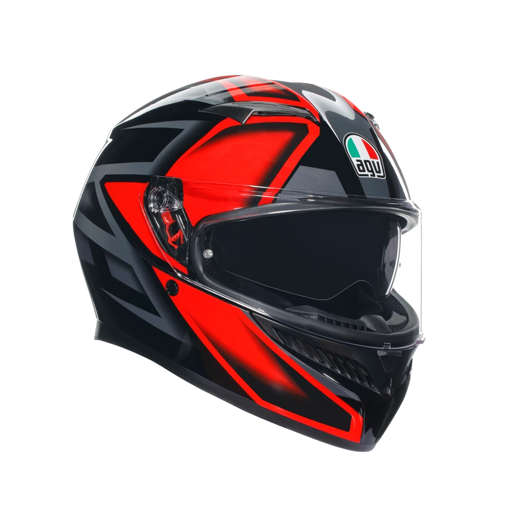 Casco AGV K3 Compound vista frontal negro rojo