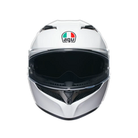 Vista frontal casco AGV K3 Mono Seta White integral