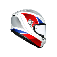 Vista lateral derecha casco AGV K6 Hyphen blanco rojo azul