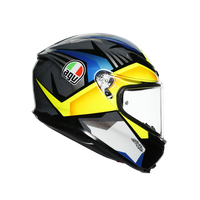 Vista lateral derecha casco AGV K6 S Joan Mir negro azul amarillo
