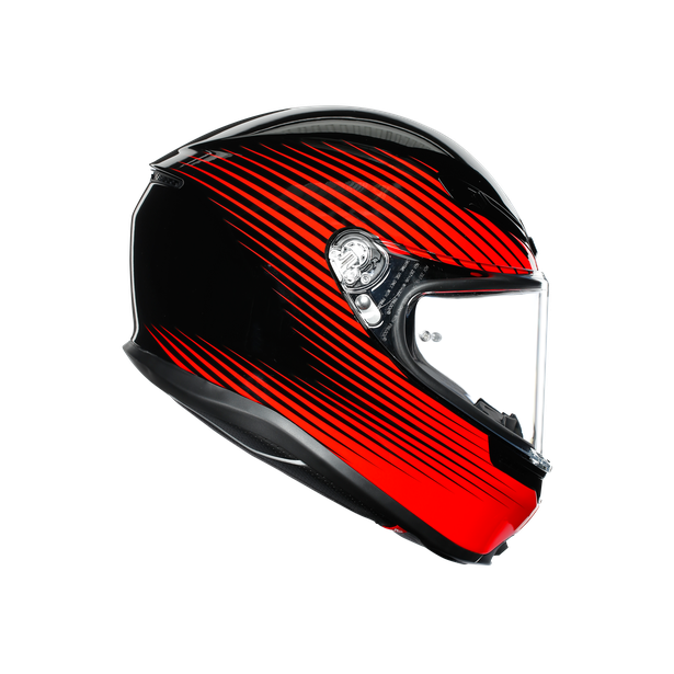 Vista lateral derecha casco integral AGV K6 Rush negro rojo