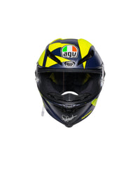 Vista frontal casco AGV Pista GP RR Rossi Soleluna 2019