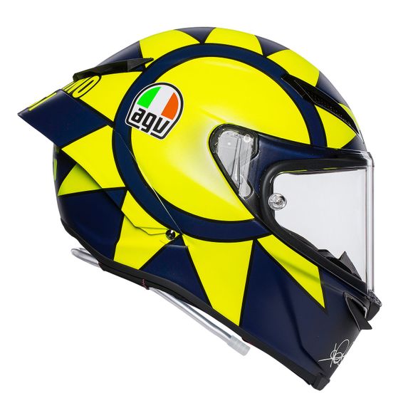 Vista lateral derecha casco AGV Pista GP RR Rossi Soleluna 2019
