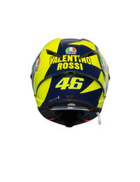 Vista trasera casco AGV Pista GP RR Rossi Soleluna 2019