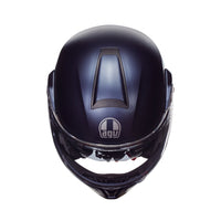 Vista frontal casco modular AGV Streetmodular azul mate