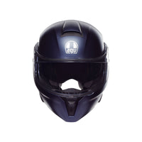 Vista frontal casco modular AGV Streetmodular azul mate
