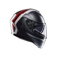 Vista lateral derecha casco AGV Streetmodular Resia gris plata rojo