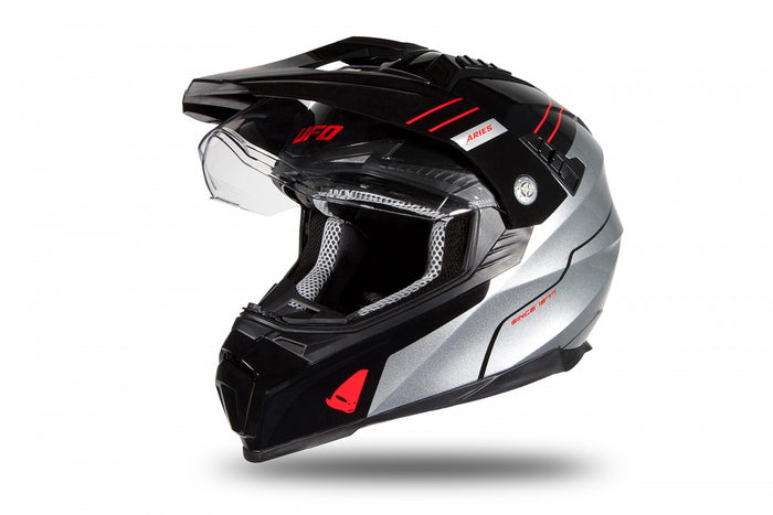 Casco para motocross UFO Plast Aries gris para terrenos exigentes