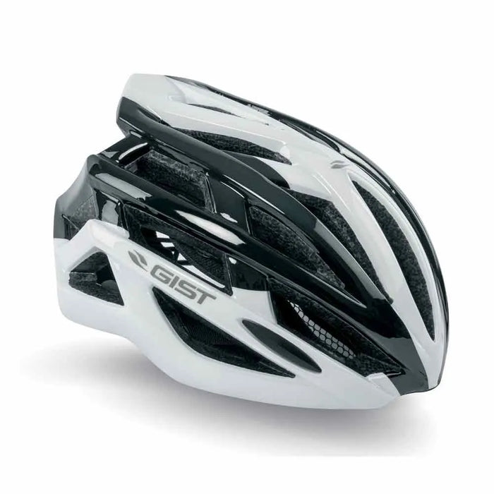 Casco de ciclismo GIST Planet blanco negro aerodinámico y ventilado