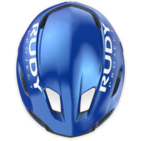 Vista superior del casco Rudy Project Nytron azul metalizado negro mate