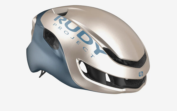Casco de Ciclismo Rudy Project Nytron Champagne Azul Avio Metal Mate