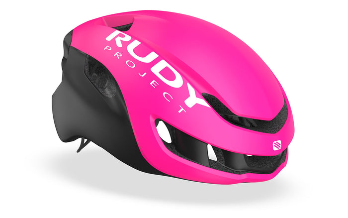 Casco de ciclismo Rudy Project Nytron rosa fluorescente negro mate para ruta y competición