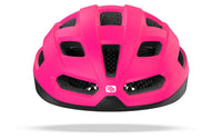 Vista frontal del casco Rudy Project Skudo rosa fluorescente mate