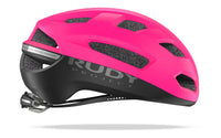 Vista lateral izquierda del casco Rudy Project Skudo rosa fluorescente mate