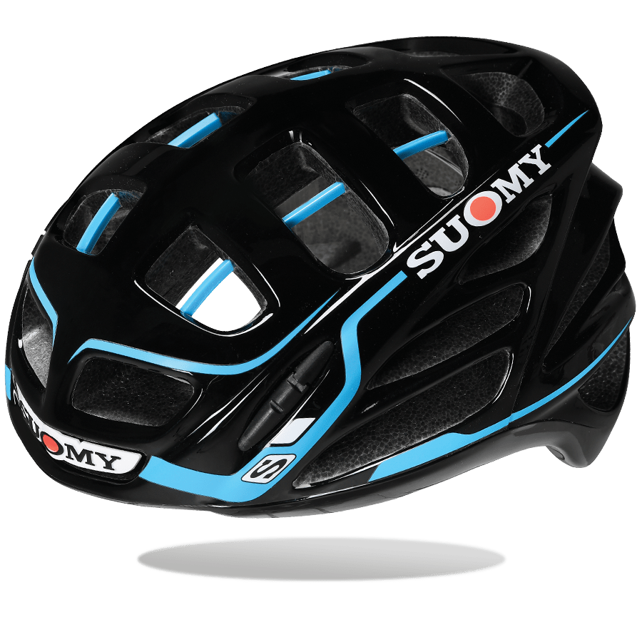 Casco de ciclismo SUOMY Gun Wind negro con azul claro para ruta y competición