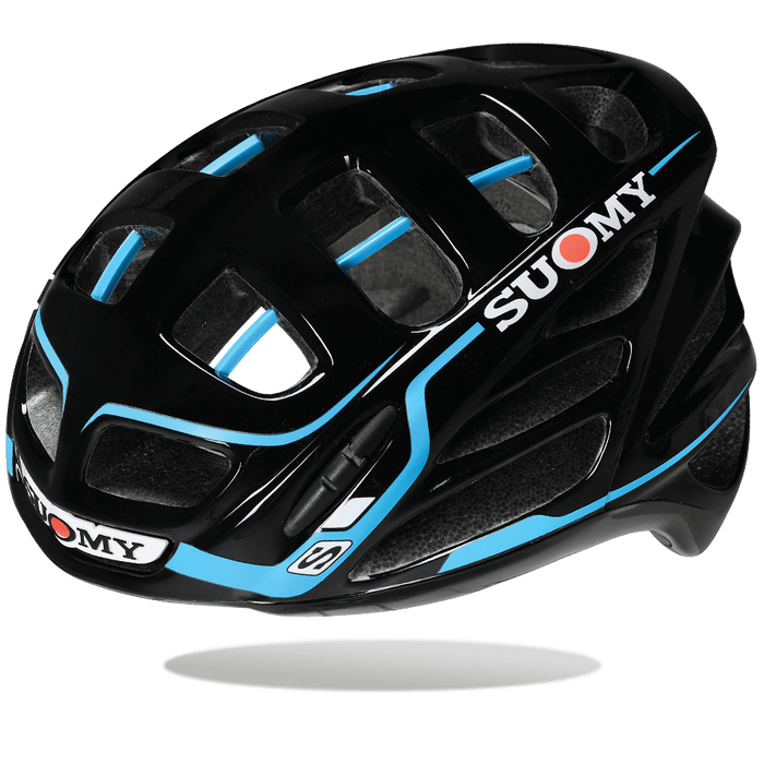Casco de ciclismo SUOMY Gun Wind negro con azul claro para ruta y competición