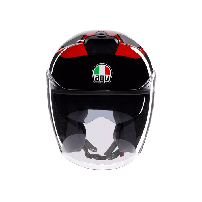 Casco jet AGV negro rojo ECE 22.06
