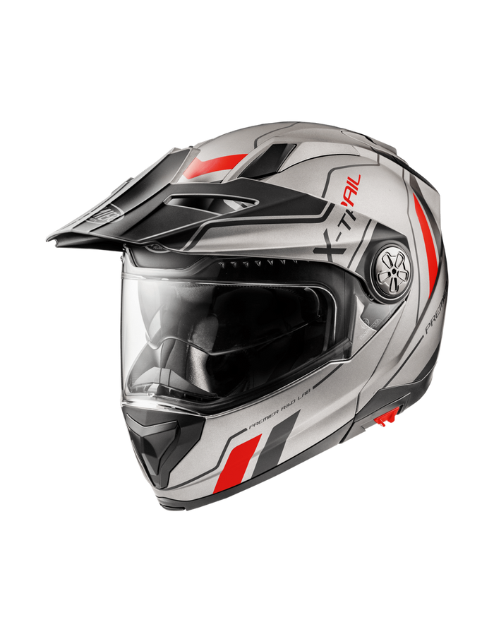 Casco modular para moto Premier X-Trail XT 17 BM gris y rojo estilo adventure touring