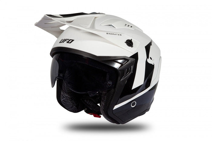 casco moto jet ufo sheratan negro blanco