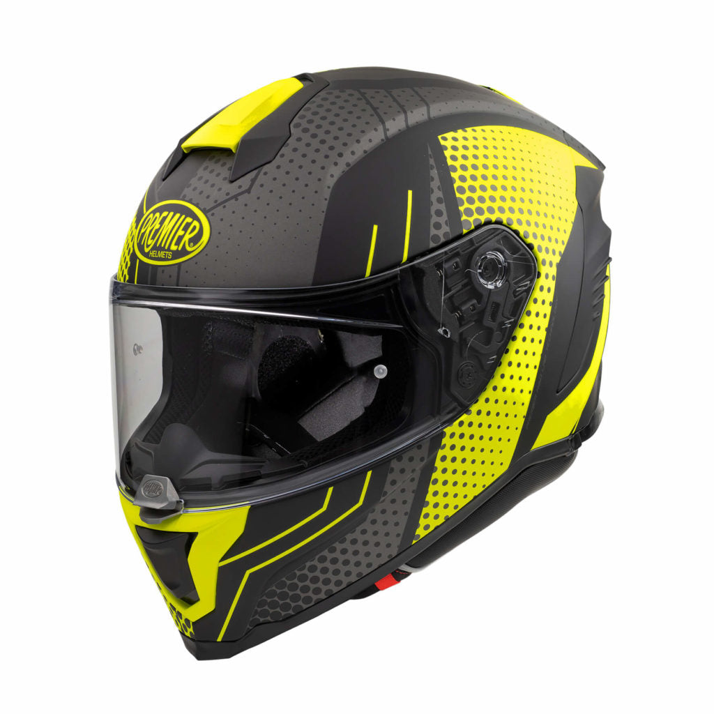 Casco para moto Premier Hyper BP Y9 BM negro amarillo fabricado en fibra de carbono y aramida