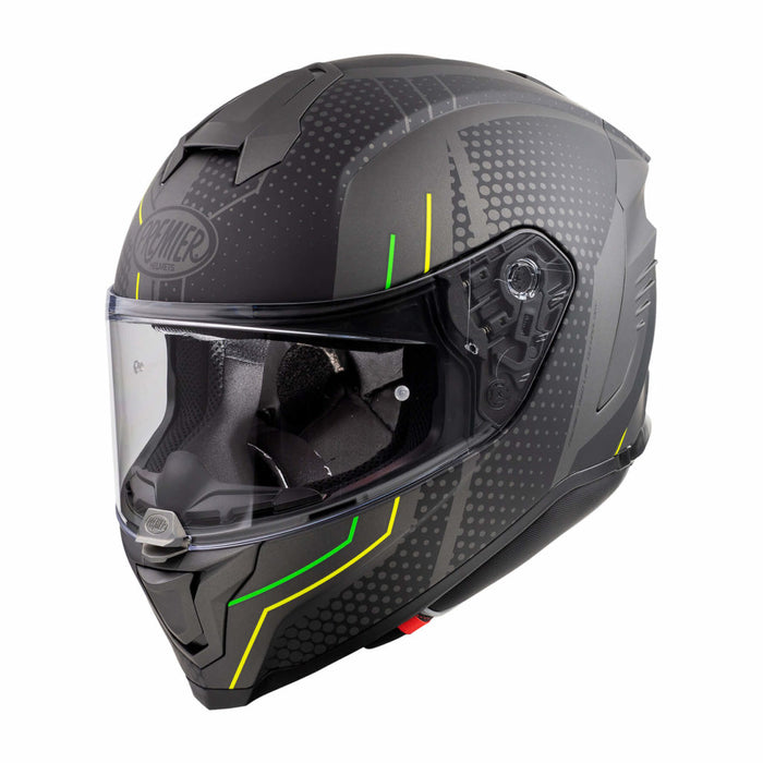 Casco para moto Premier Hyper BP6 BM negro rojo fabricado en fibra de carbono