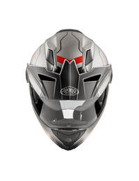 Vista frontal casco modular Premier X-Trail XT 17 BM gris rojo