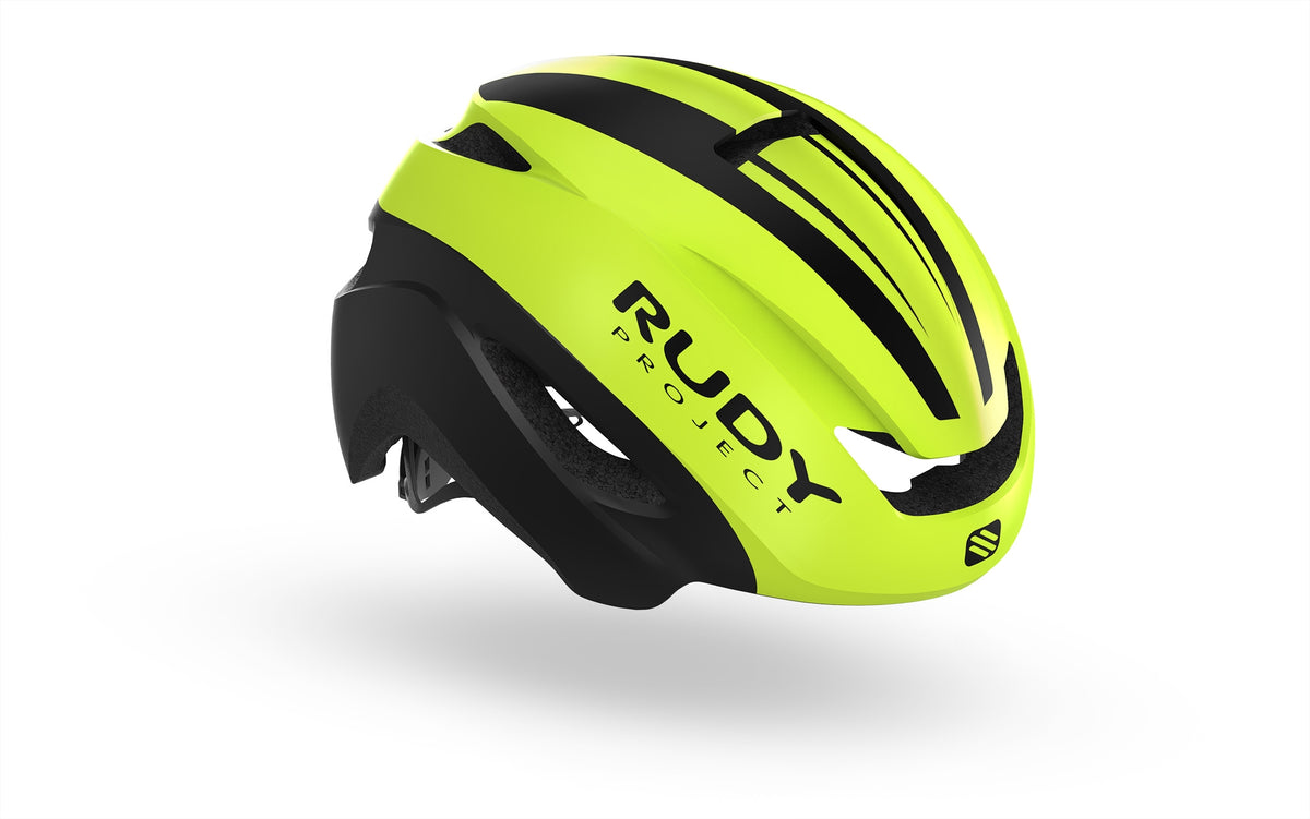 Casco Rudy Project Volantis amarillo fluorescente aerodinámico para ruta y triatlón