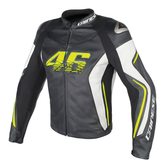 Chamarra para Moto Dainese VR46 D2 Leather Negro Amarillo - CIAO ITALIA