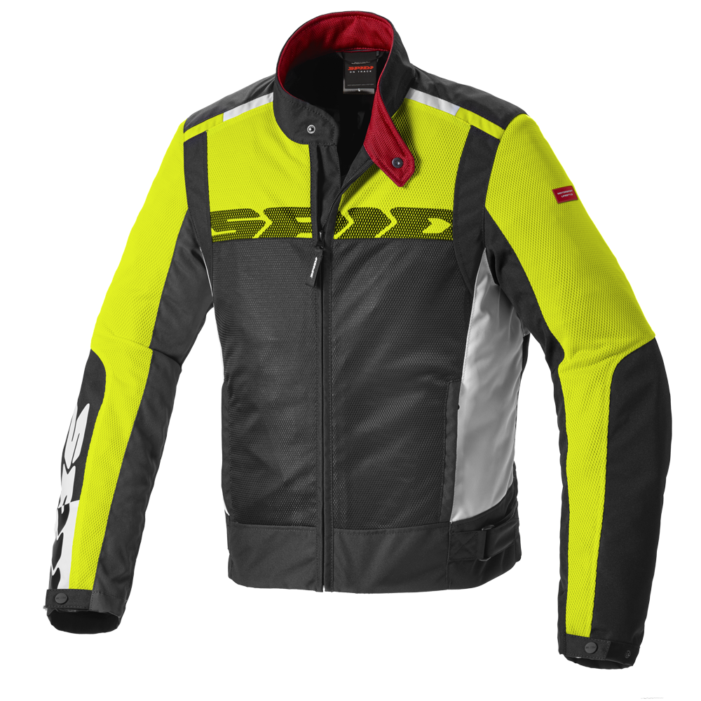 Chamarra para moto Spidi Solar Net Sport negra amarillo flúor con malla ventilada y protectores