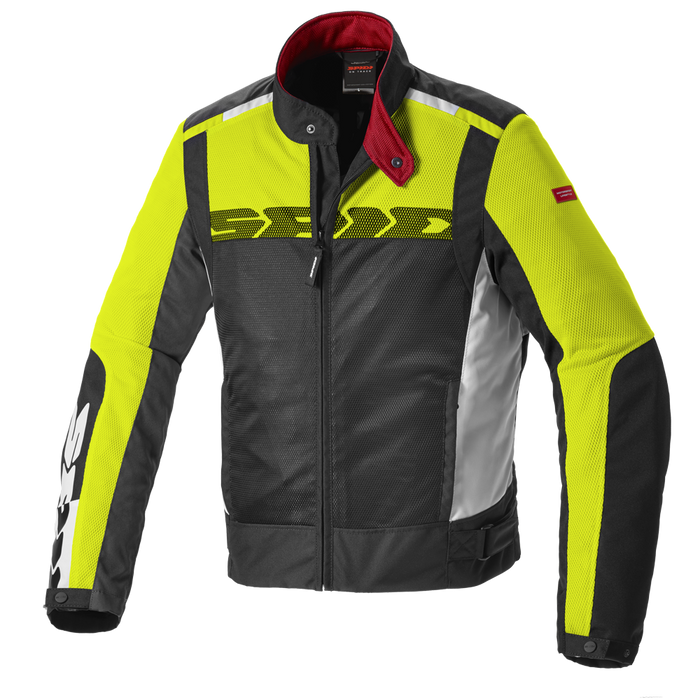 Chamarra para moto Spidi Solar Net Sport negra amarillo flúor con malla ventilada y protectores