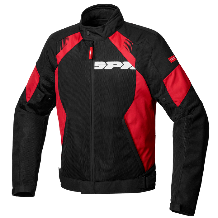 Chaqueta para moto Spidi Flash Evo Net Windout negra roja con malla ventilada y protecciones