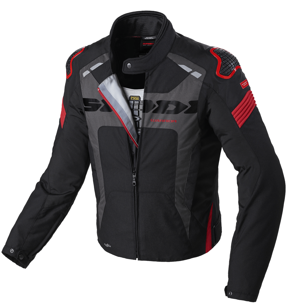 Chaqueta para moto Spidi Warrior H2Out negra roja impermeable con protecciones certificadas