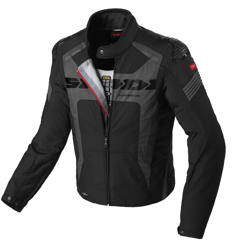 Chaqueta para moto Spidi Warrior H2Out negra impermeable con protecciones certificadas