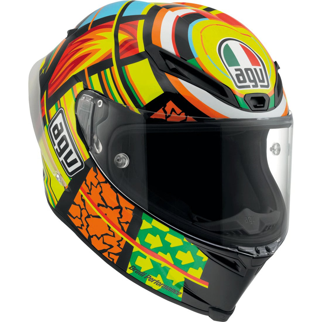 Casco integral AGV Corsa Rossi Elements vista frontal fibra tricompuesta carbono
