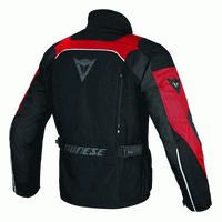 Vista trasera de la chamarra para moto Dainese Tempest D-Dry negra rojo