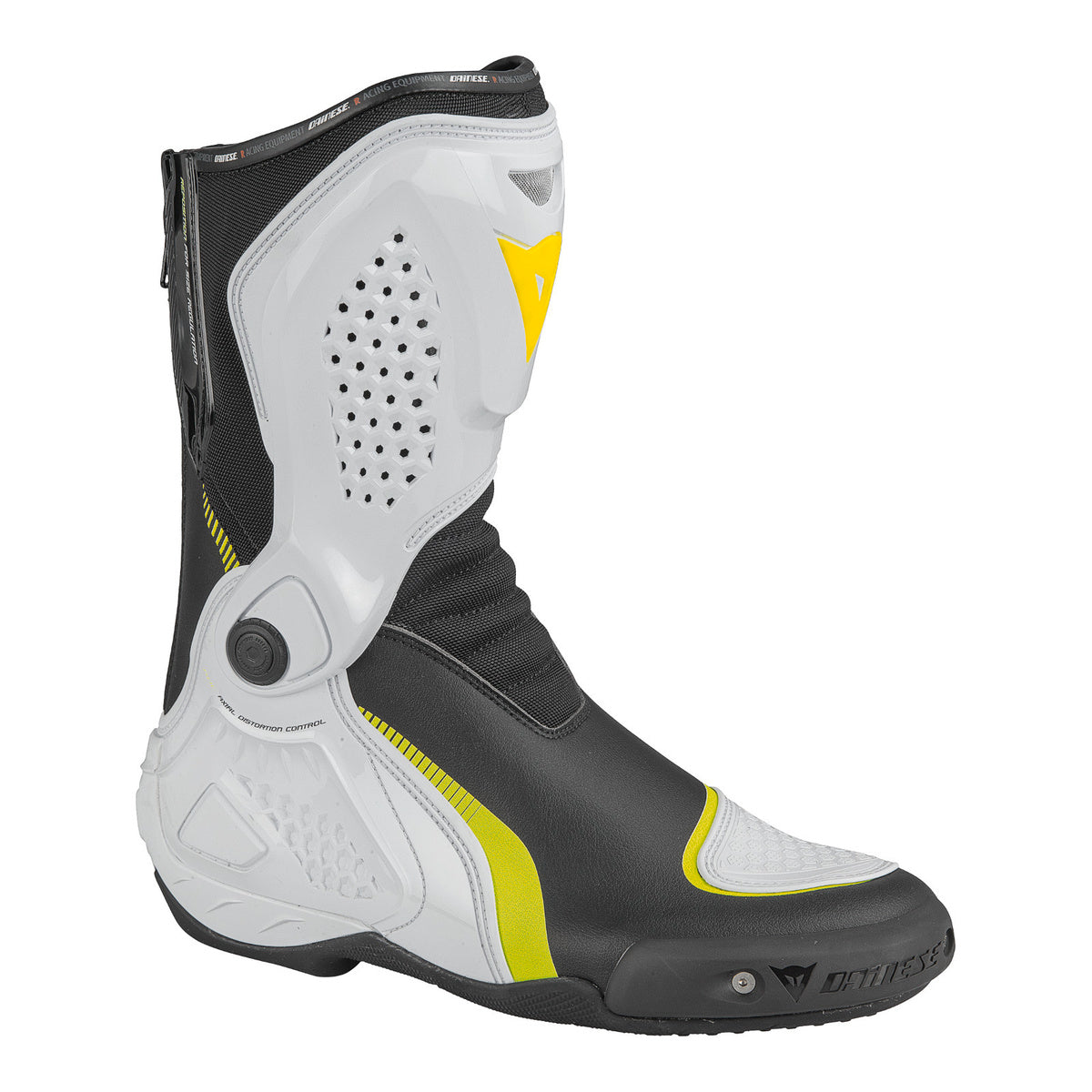Botas para moto Dainese TR-Course Out negro amarillo flúor vista frontal deportiva