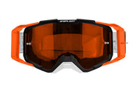 Vista frontal de los goggles UFO Plast Core 2.0 negro y naranja neón