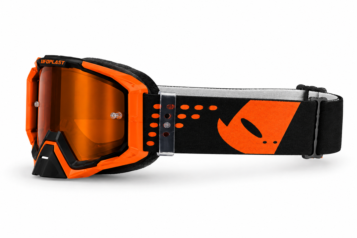 Goggles UFO Plast Core 2.0 negro y naranja neón para motocross