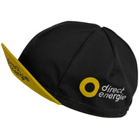 Diseño negro con amarillo de la gorra Gist Equipo Direct Énergie Vendée