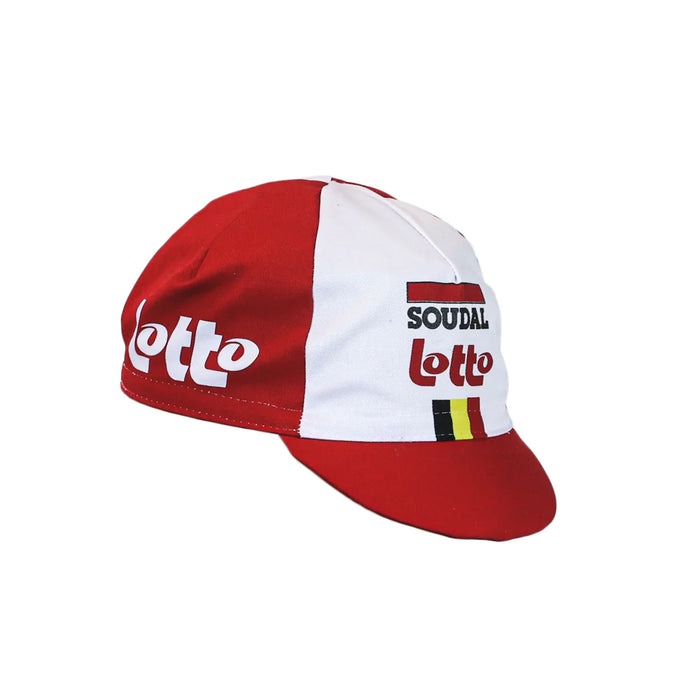 Gorra Gist Equipo Lotto Soudal Roja y Blanca para ciclismo y uso bajo casco