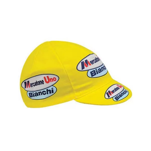 Gorra Gist Equipo Mercatone Uno Bianchi Amarilla vista lateral derecha