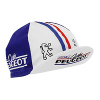 Visera clásica de la gorra Gist Peugeot Cycles blanca con azul