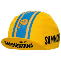 Gorra Gist Equipo Sammontana amarilla vista frontal estilo vintage de ciclismo