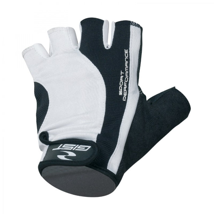 Guantes de ciclismo Gist Pro Blanco Art. 5515 con gel anatómico y ajuste de velcro