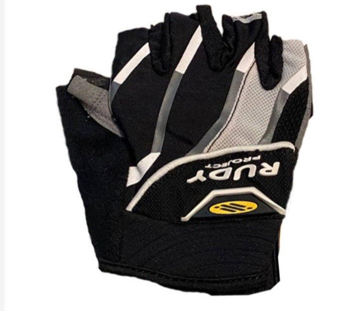 Guantes de ciclismo Rudy Project Grinder Negro Blanco Silver con diseño transpirable y ultra agarre