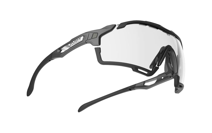 Lentes Rudy Project Cutline gris oscuro con negro mate y mica ImpactX 2 negra vista frontal