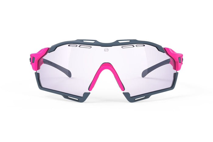 Lentes Rudy Project Cutline rosa flúor mate con mica morada vista frontal