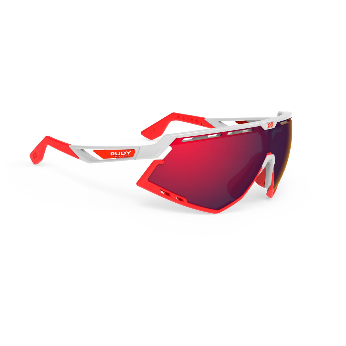 Lentes de ciclismo Rudy Project Defender blanco brillante con mica multiláser roja