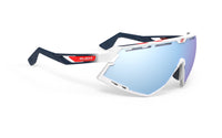 Lentes de ciclismo Rudy Project Defender blanco con negro y mica multiláser plata